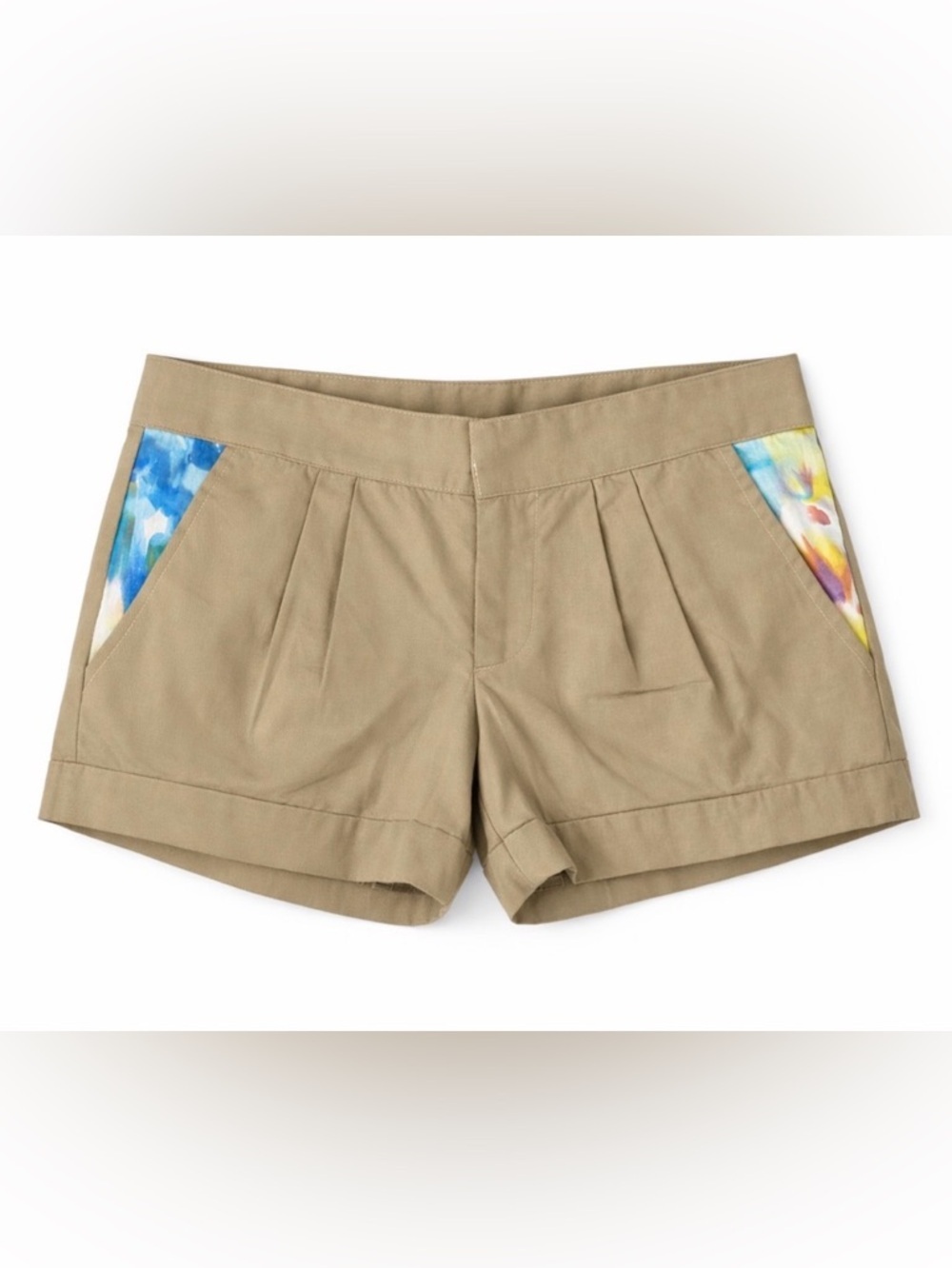 Wren Tailored Shorts Khaki NWT Feminine Floral Detail Size S